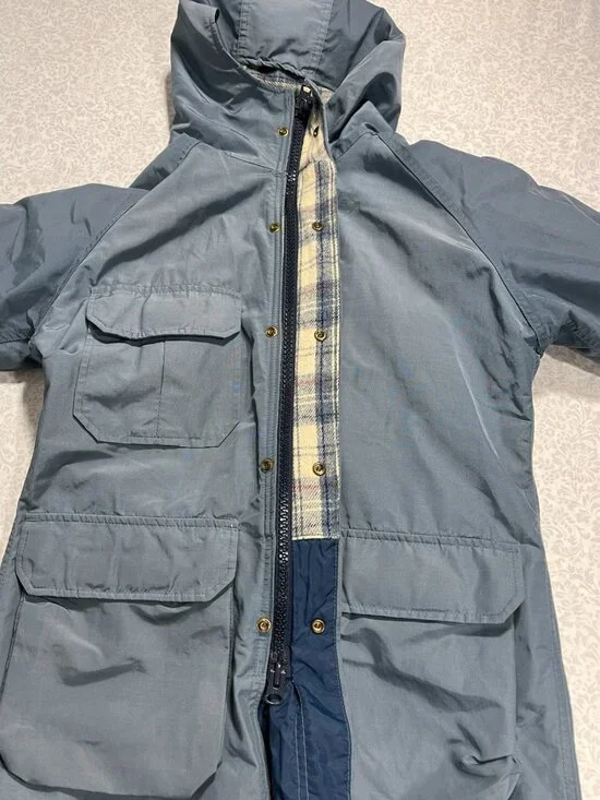 Vintage Woolrich Woman Hooded Parka Plaid Wool Lined Blue Jacket M - Picture 8 of 9